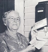 Ida Mae Fuller, recipient of the first Social Security retirement check, 1/31/1940. This first check was for $24.22.